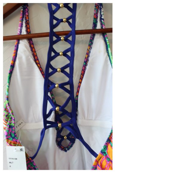 Trina Turk Tropic Escape V Plunge One Piece Swim - Picture 7 of 9